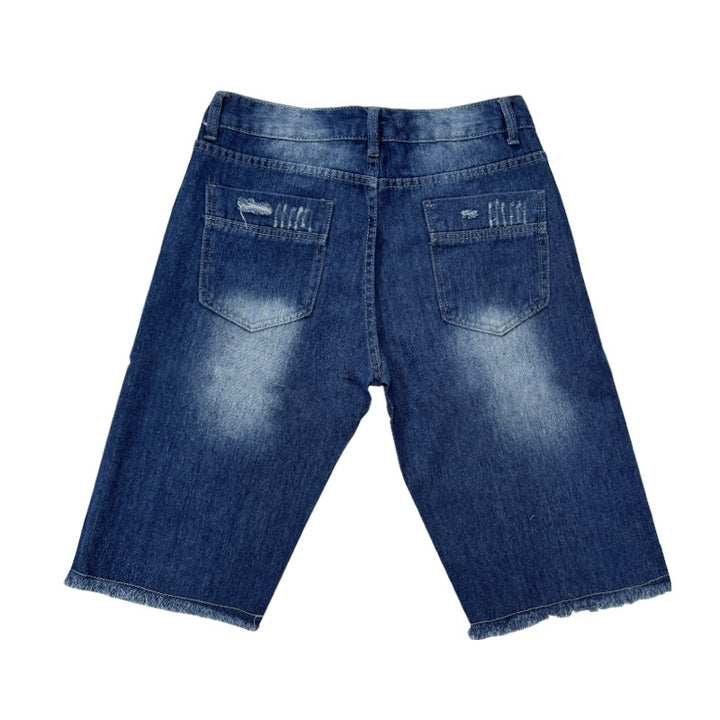 Herren Destroyed Denim-Shorts mit unregelmäßigem Saum und modischen Rissdetails Echo Archiv