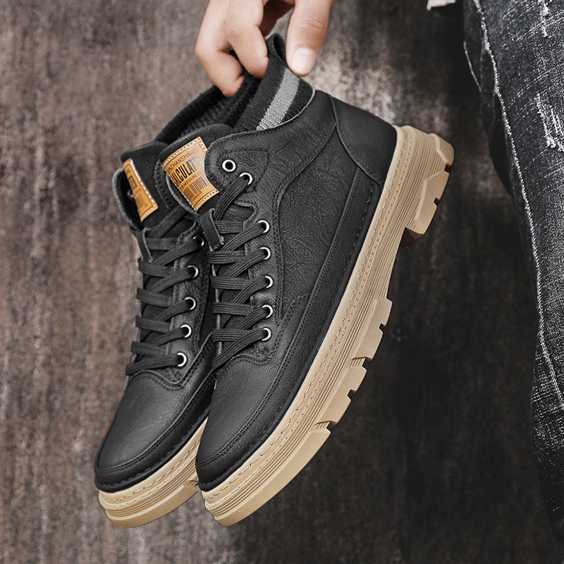 Herren lederoptik High-Top City-Boot Sneaker mit gestricktem Schaftkragen und stoßdämpfender Profilsohle Echo Archiv