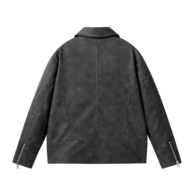 Herren Modische Lederjacke mit asymmetrischem Reißverschluss Echo Archiv