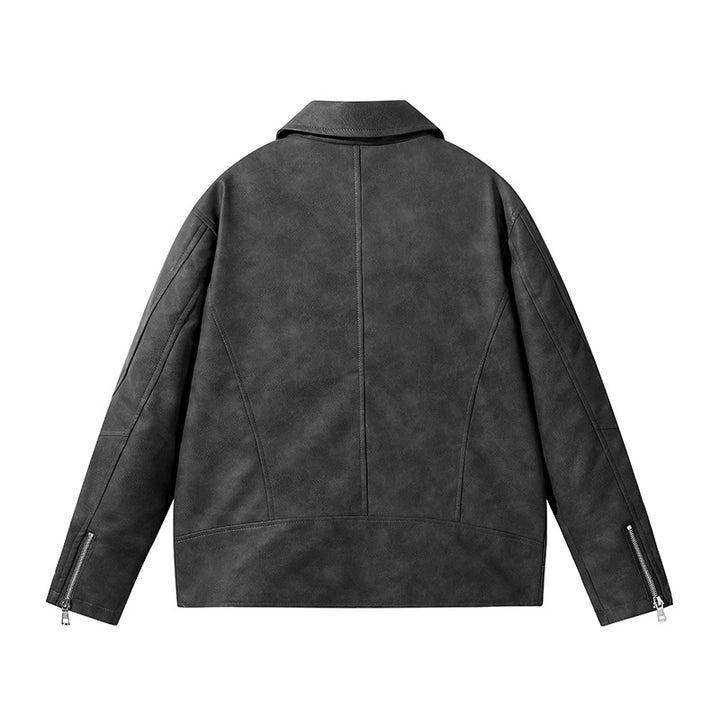 Herren Modische Lederjacke mit asymmetrischem Reißverschluss Echo Archiv