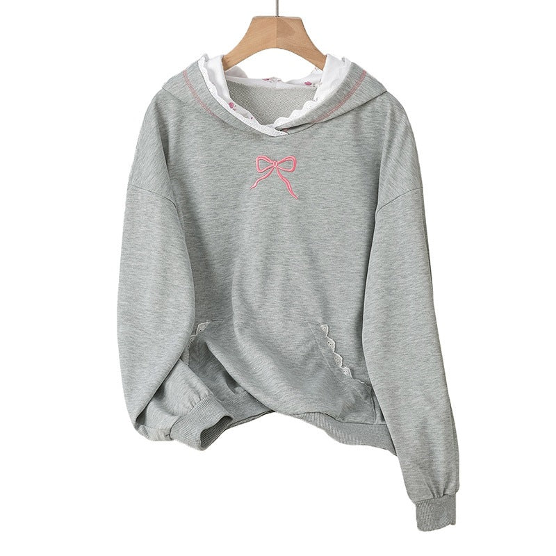 Damen Eleganter Kapuzenpullover mit Spitzenakzenten Echo Archiv