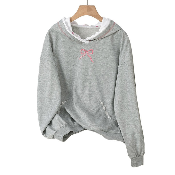 Damen Eleganter Kapuzenpullover mit Spitzenakzenten Echo Archiv
