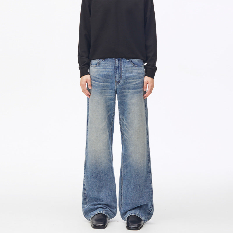 Herren Extraweite Vintage-Denim Baggy-Jeans mit tiefem Schritt und verlängertem Saum Echo Archiv