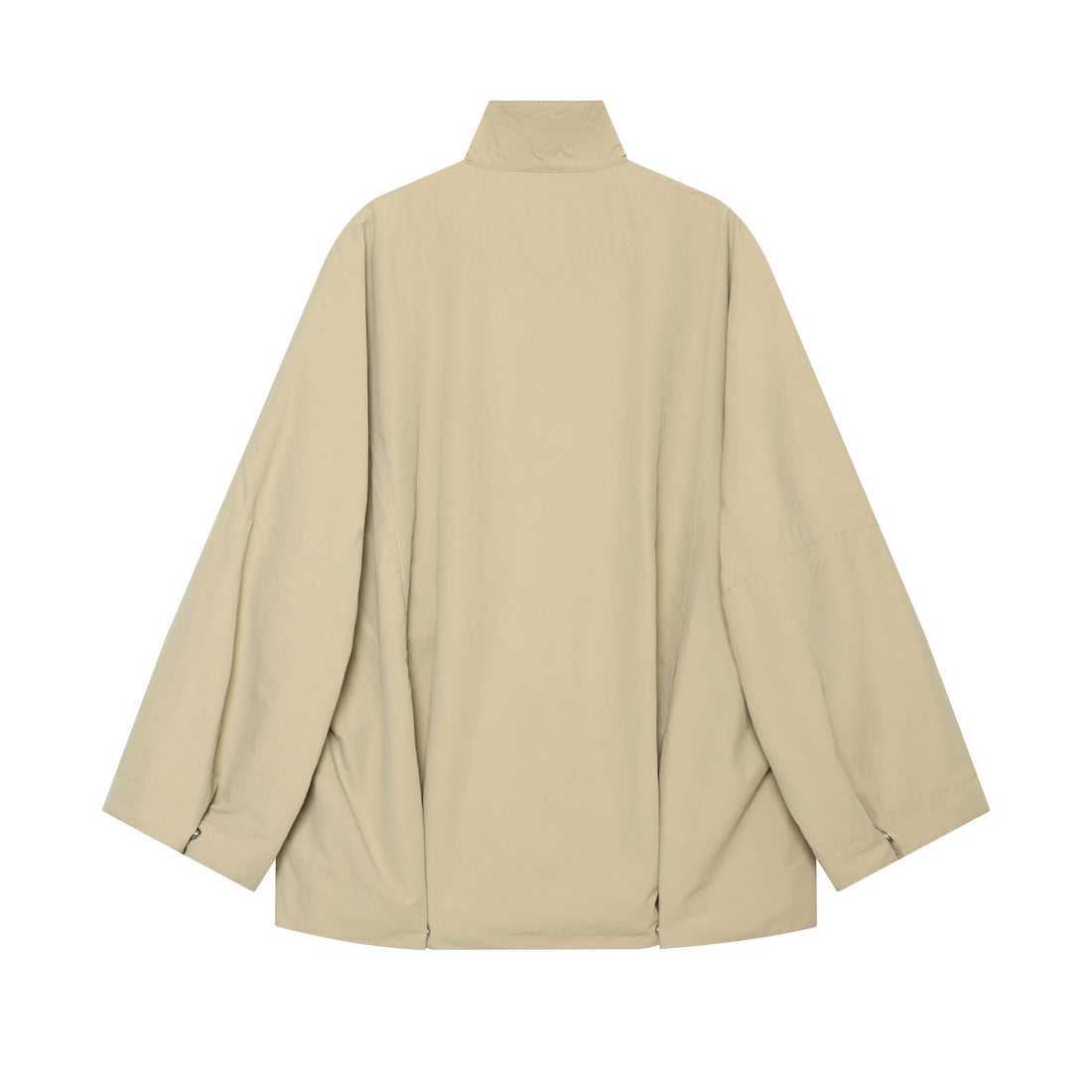 Damen kurzer wasserabweisender Cape-Mantel mit Stehkragen und Druckknopfverschluss – Célinea