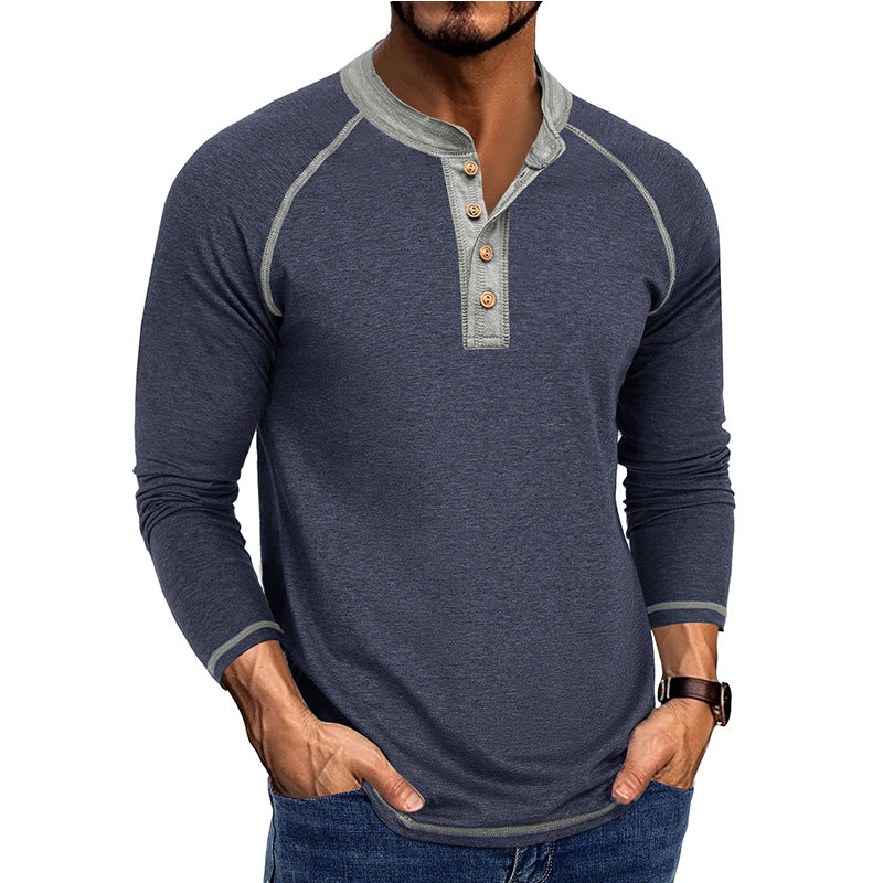 Herren Langarmshirt mit Ringeln und Knopfleiste Echoarchiv