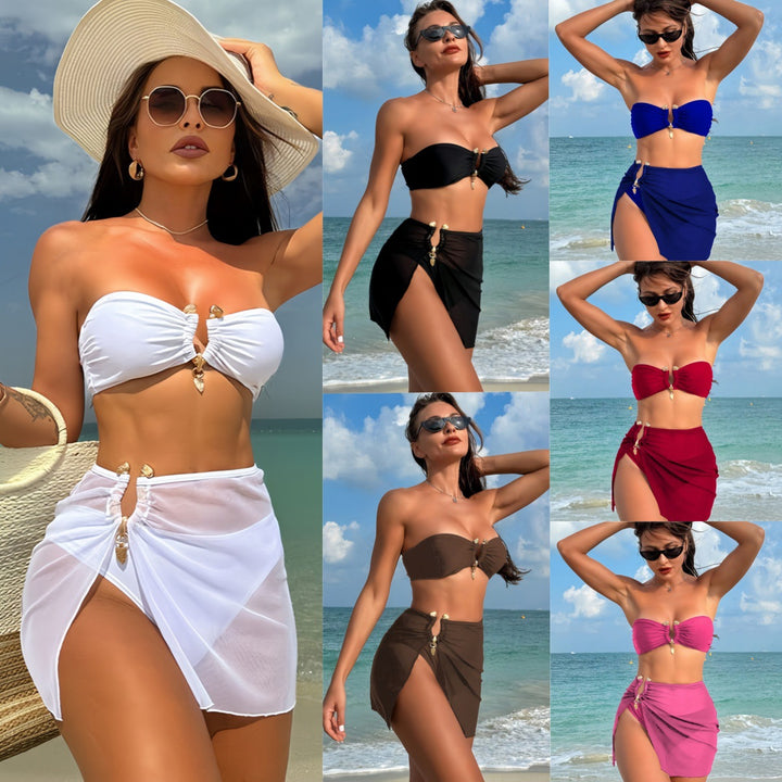 Damen Bandeau-Bikini-Set mit eleganter Rock-Overlay Echo Archiv