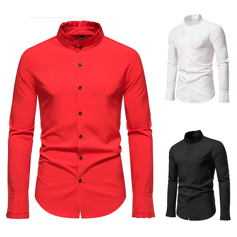 Herren Elegantes Langarmhemd mit Rüschendetails Echoarchiv