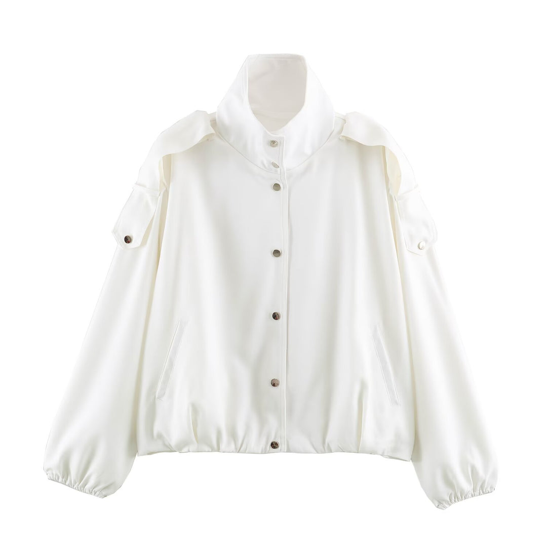 Damen Oversize-Blousonjacke mit hohem Stehkragen, Schulterpatten und elastischem Saum Echo Archiv