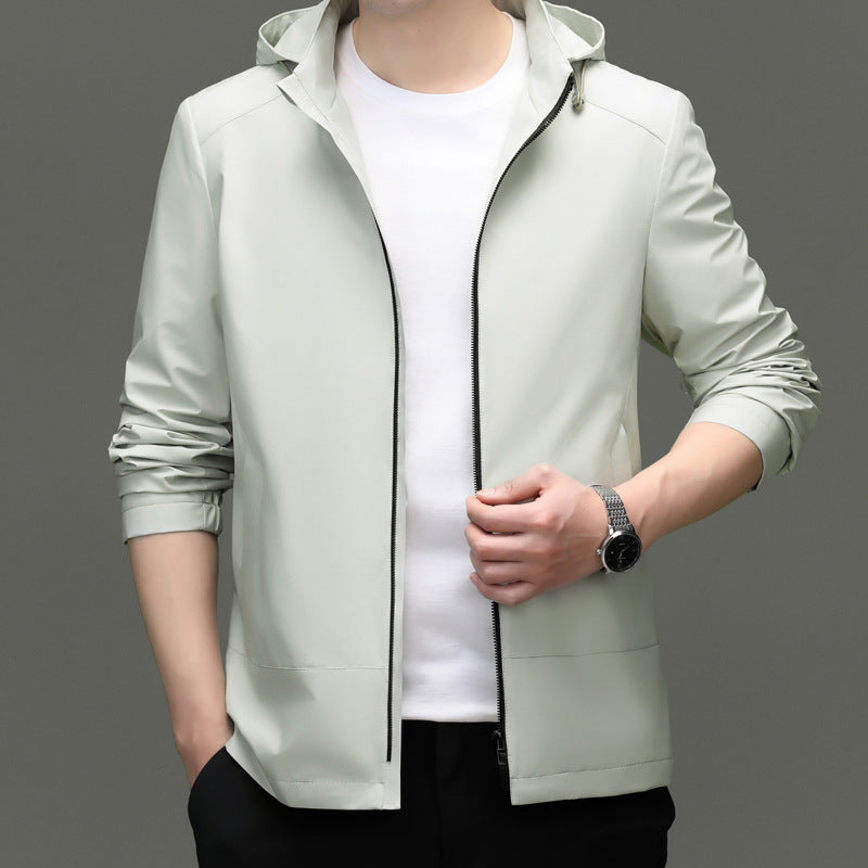 Herren elegante Übergangsjacke mit verstellbarem Kapuzenkragen und wasserabweisendem Material Echoarchiv