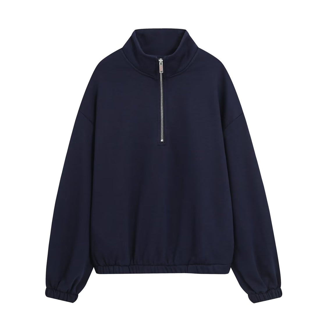 Damen Oversize Pullover mit Halbzip‑Stehkragen, elastischem Saum und überschnittenen Ärmeln Echoarchiv