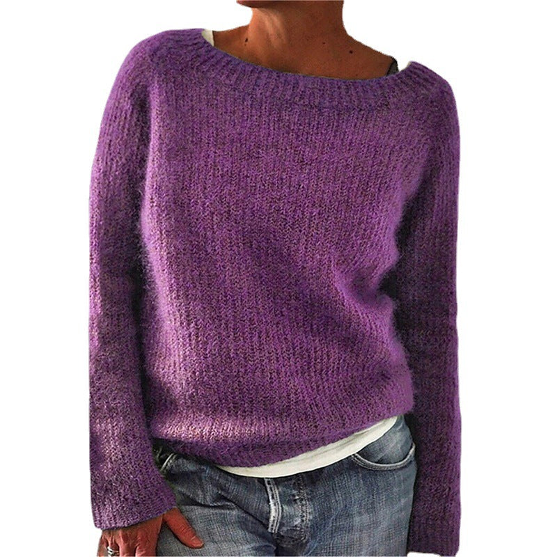Damen nan kuscheliger Grobstrickpullover mit Rundhalsausschnitt und lockerem Oversize-Schnitt Echo Archiv