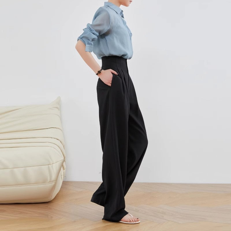 Damen Elegante und lässige High-Waist Stoffhose Echoarchiv