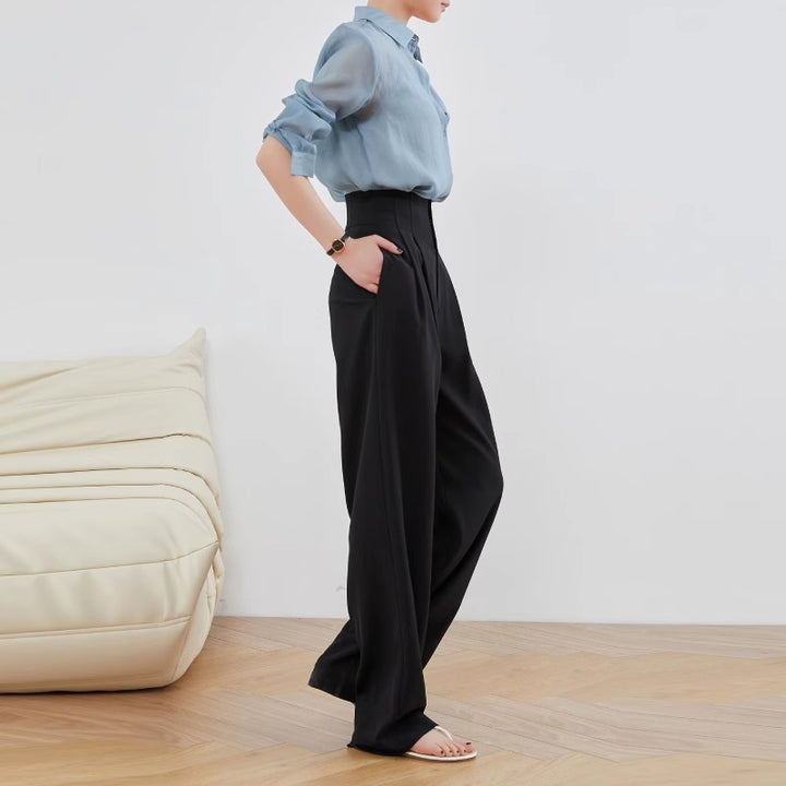Damen Elegante und lässige High-Waist Stoffhose Echoarchiv