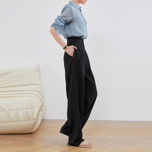 Damen Elegante und lässige High-Waist Stoffhose Echoarchiv