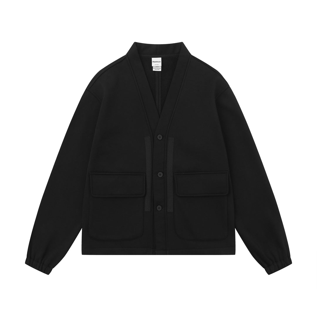 Unisex Oversize Sweatjacke mit Schalkragen und aufgesetzten Taschen Echoarchiv