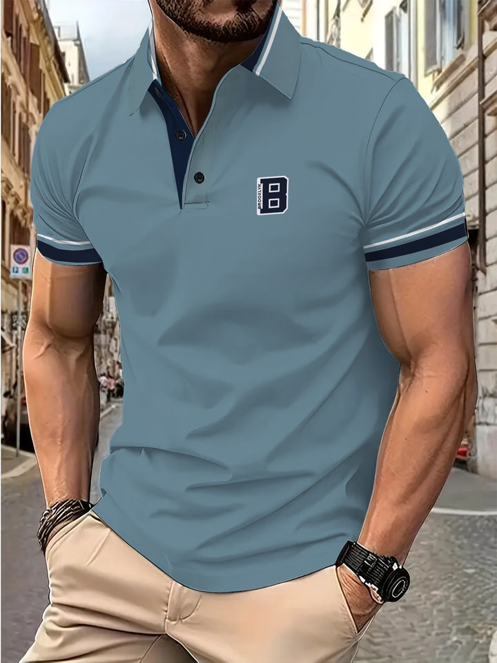 Herren Kurzarm Poloshirt mit modischen Kontrastdetails Echoarchiv