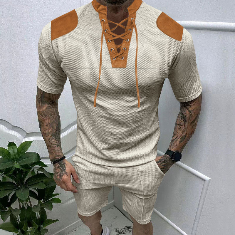 Herren trendiges Sport-T-Shirt mit einzigartigem Schnürdesign und atmungsaktivem Gewebe Echoarchiv