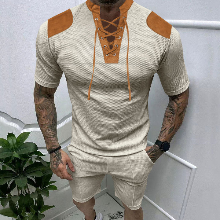 Herren trendiges Sport-T-Shirt mit einzigartigem Schnürdesign und atmungsaktivem Gewebe Echoarchiv