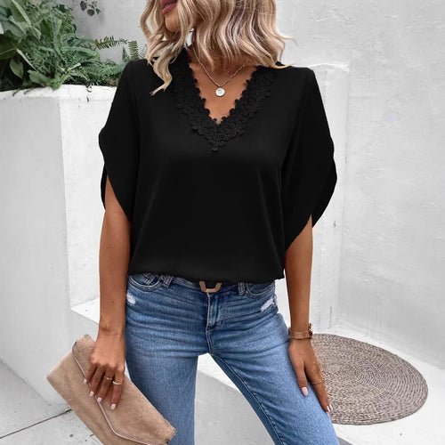 Damen elegante Bluse mit Spitzenapplikation Echo Archiv