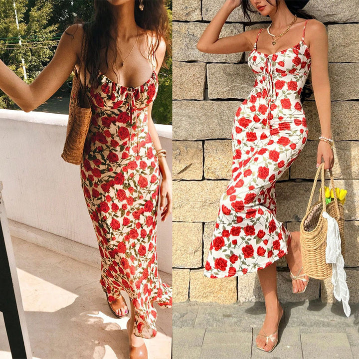 Damen Midi-Kleid mit floralen Details und zauberhaftem Schnitt Echo Archiv