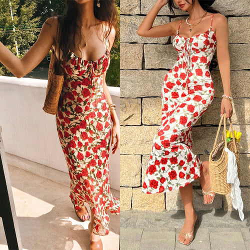 Damen Midi-Kleid mit floralen Details und zauberhaftem Schnitt Echo Archiv