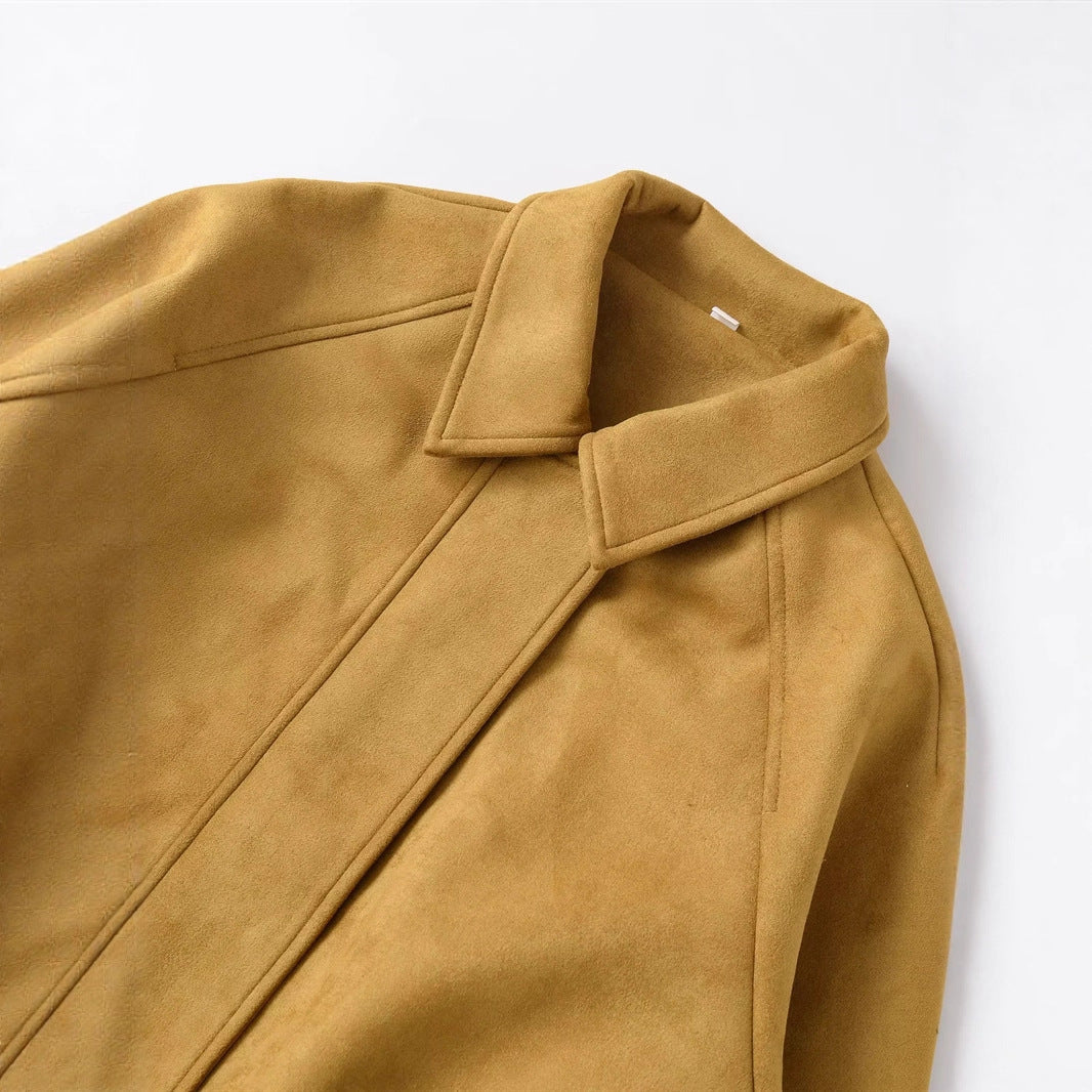Damen nan cropped Wildlederoptik Bomberjacke mit verdecktem Reißverschluss und tailliertem Gummizugsaum Echo Archiv