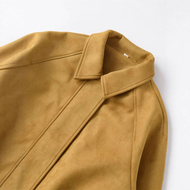 Damen nan cropped Wildlederoptik Bomberjacke mit verdecktem Reißverschluss und tailliertem Gummizugsaum Echo Archiv