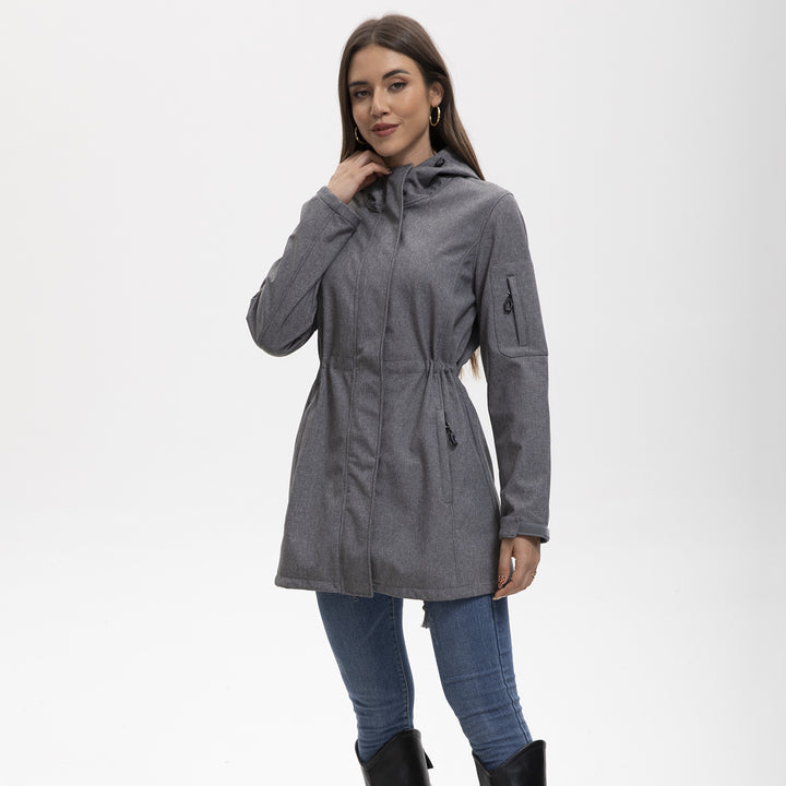 Damen nan funktionaler Softshell-Parka mit Teddyfleece-Futter, Kapuze und Taillenzug Echo Archiv