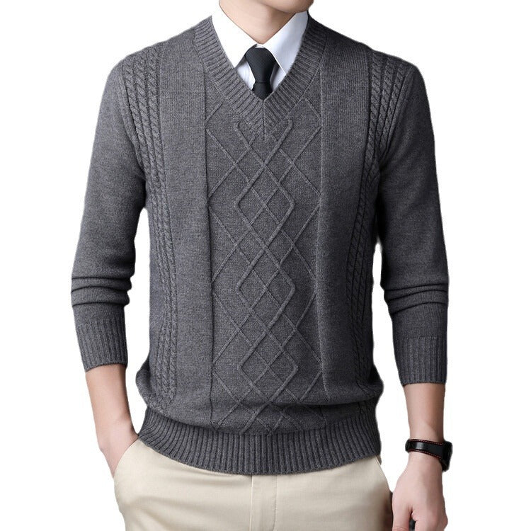 Herren V-Ausschnitt Pullover im modernen Zopfmuster Echoarchiv