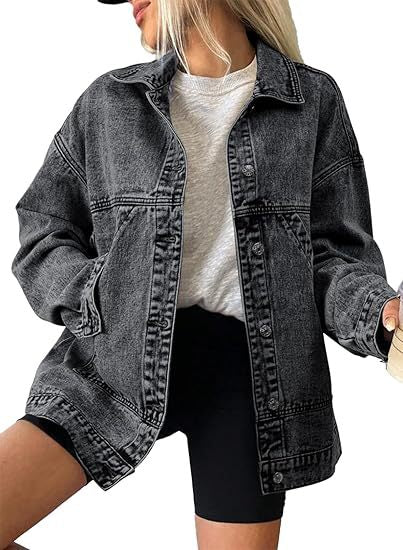 Damen Oversize Jeansjacke mit tiefer Passe, geradem Saum und Vintage‑Waschung Echo Archiv