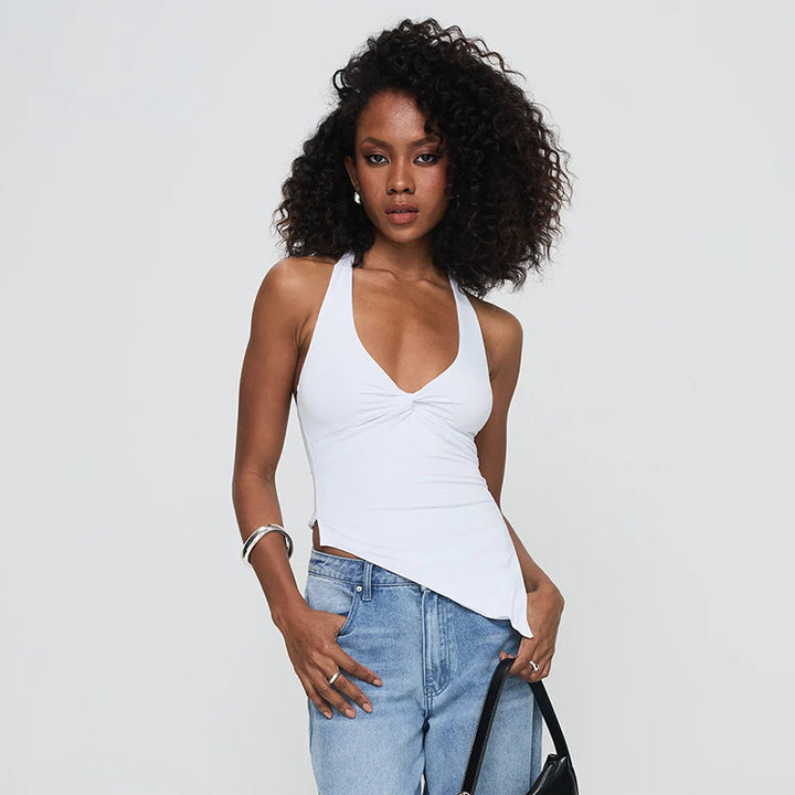 Damen lässiges Trägershirt mit asymmetrischer Naht und raffiniertem Twist Echo Archiv