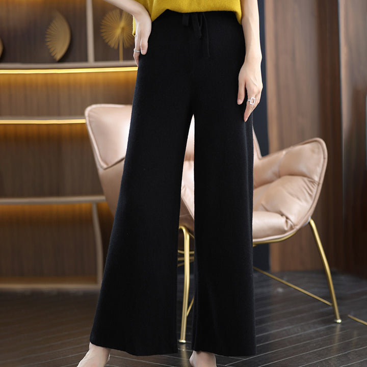 Damen High‑Waist Palazzo‑Strickhose mit Kordelzug und kaschmirähnlicher Weichheit Echoarchiv