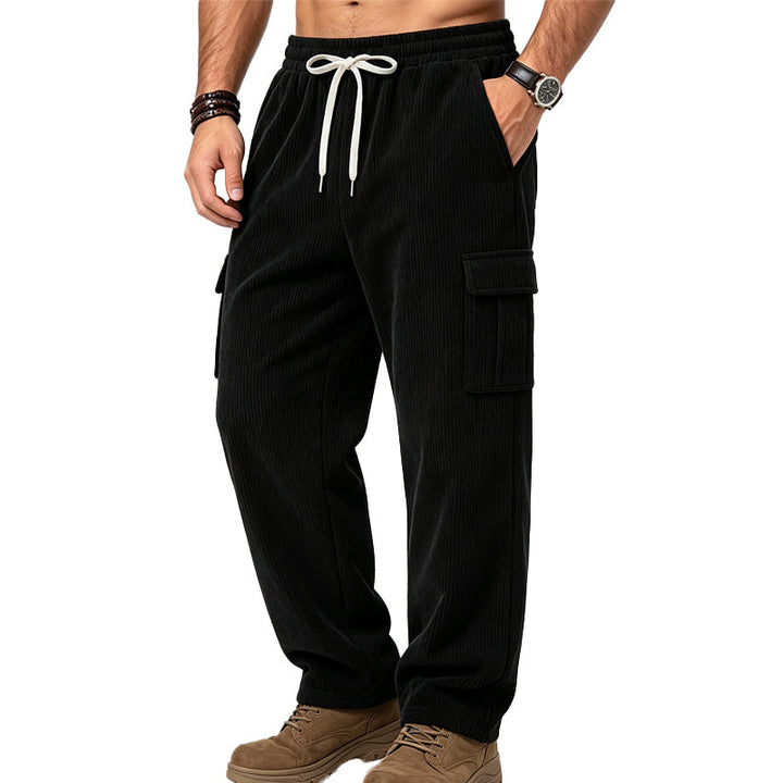 Herren Lässige Cord-Cargo-Hose mit elastischem Bund und Kordelzug Echoarchiv