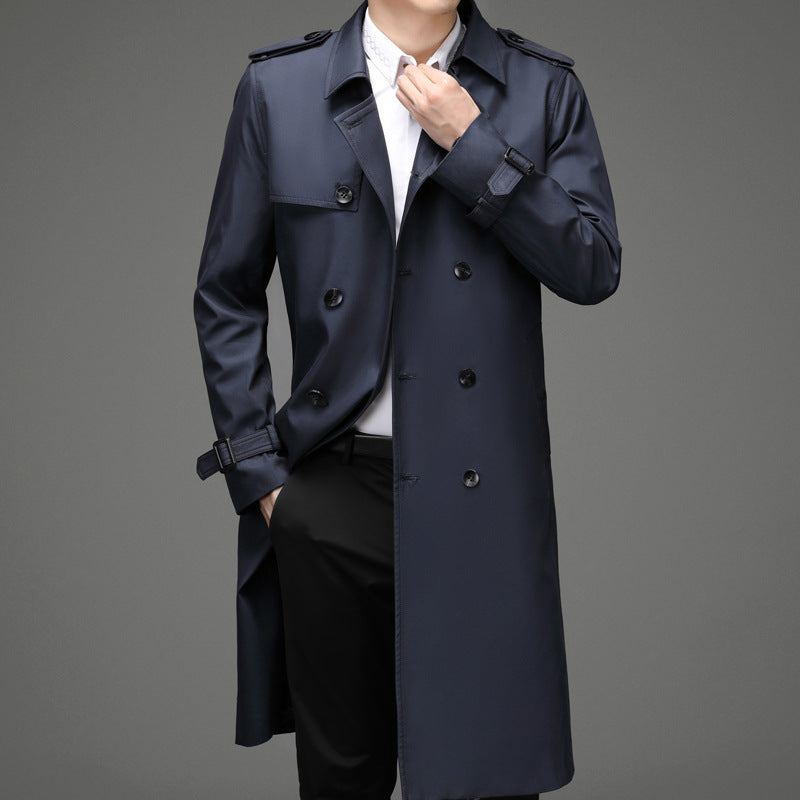 Herren modischer Trenchcoat mit doppelter Knopfreihe und praktischen Taschen Echoarchiv