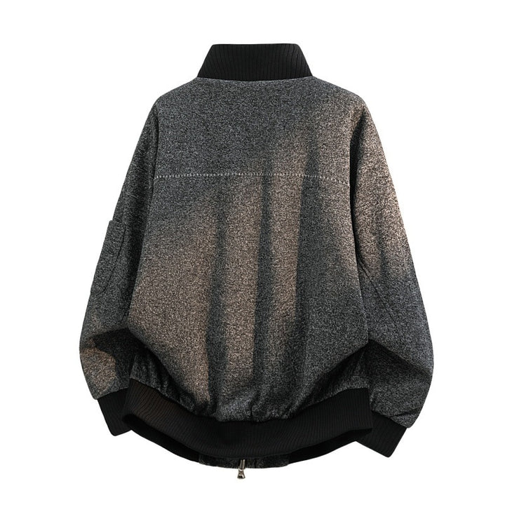 Herren Oversize Melange-Field-Bomberjacke aus Wollmix mit hohem Rippenkragen & Utility-Ärmeltasche Echoarchiv