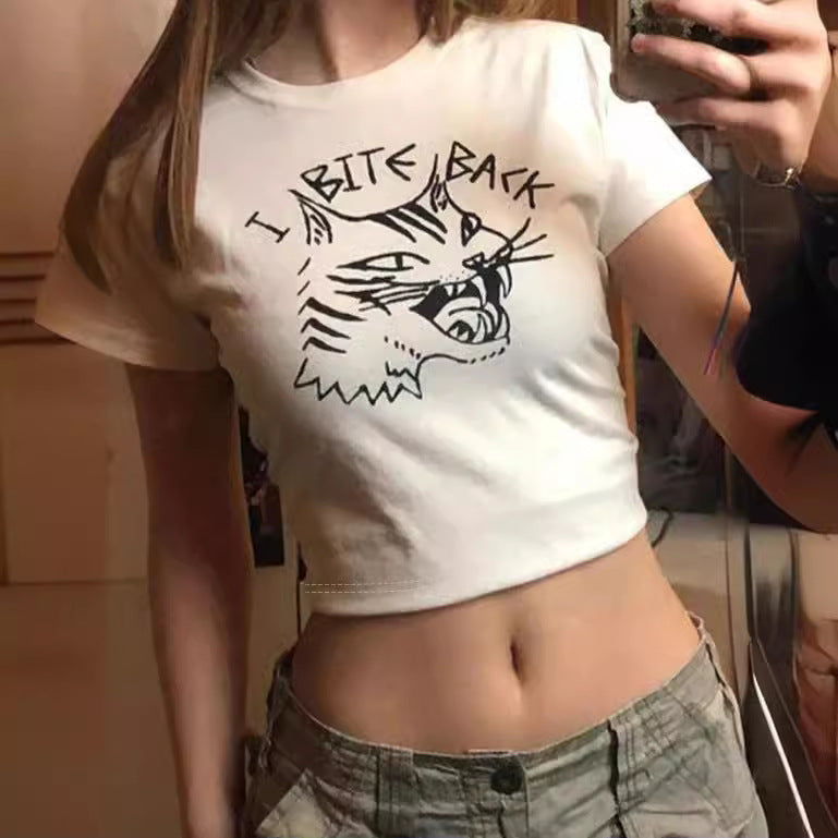 Damen Crop-T-Shirt mit kreativem Skelettdesign und inspirierendem Schriftzug Echo Archiv
