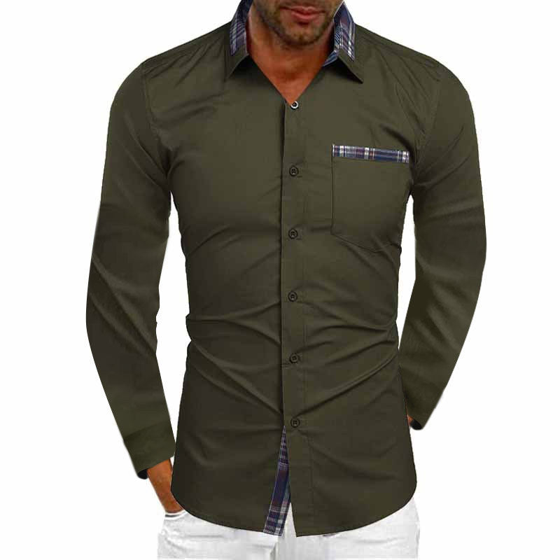 Herren Elegantes Langarmhemd mit modernem Karomuster und Brusttasche Echoarchiv