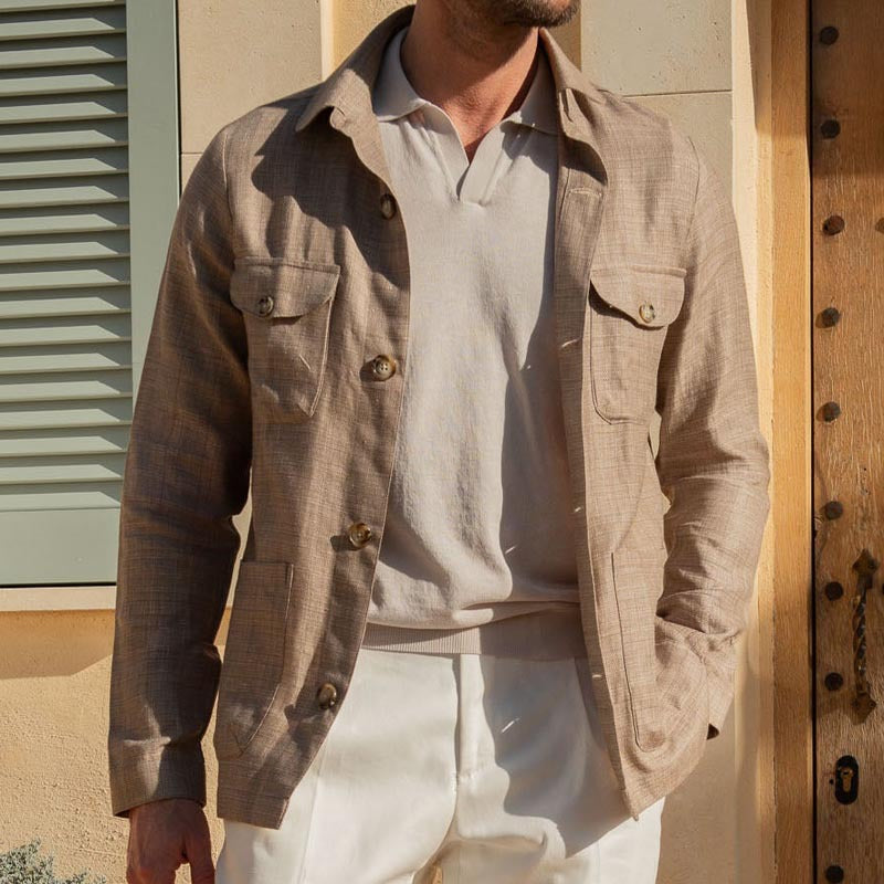 Herren lässige Jacke mit strukturiertem Design und praktischen Taschen Echoarchiv
