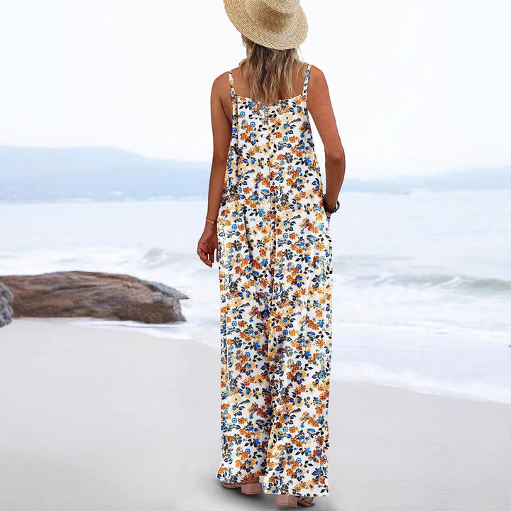Damen Lässiger Jumpsuit mit floralen Mustern und praktischen Taschen Echo Archiv