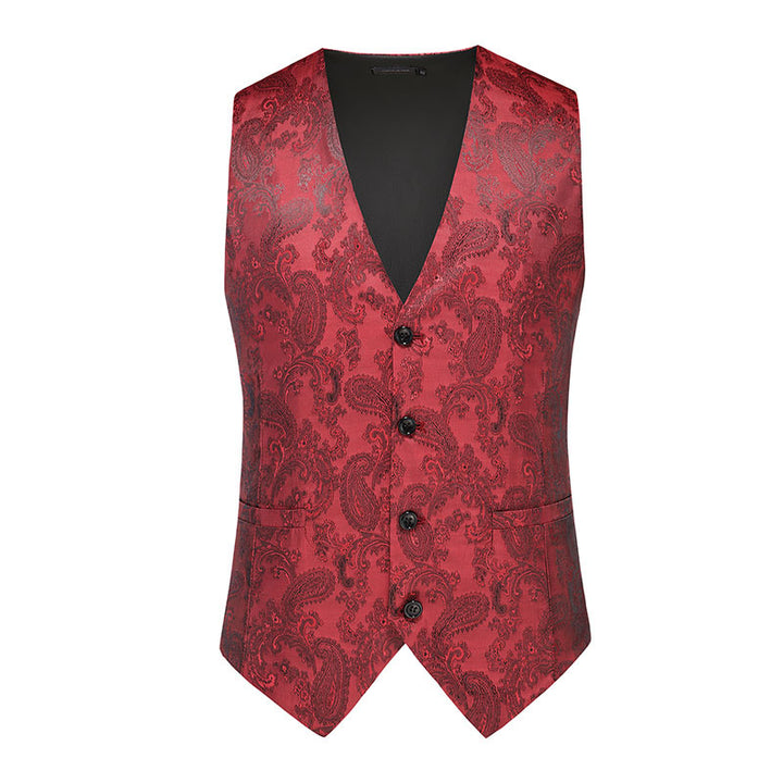 Herren nan feine Jacquard-Anzugweste mit V-Ausschnitt, Zierknöpfen und schmaler Silhouette Echo Archiv