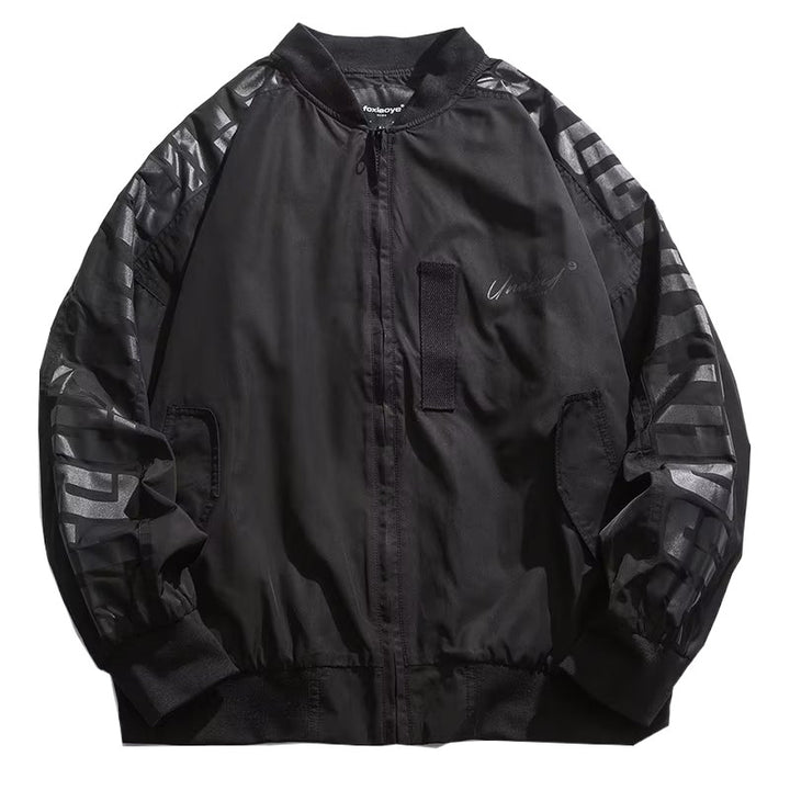 Unisex Leichte Oversize-Bomberjacke aus Nylon mit reflektierenden Ärmeln und Rippbündchen Echoarchiv