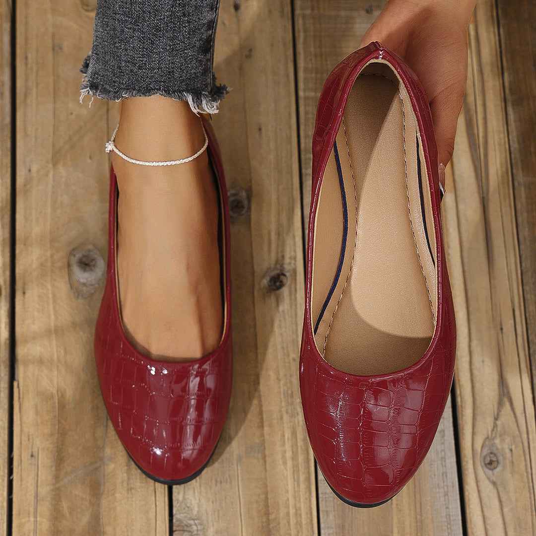 Damen  elegante Ballerina mit leichter Keilsohle und Krokoprägung Echo Archiv