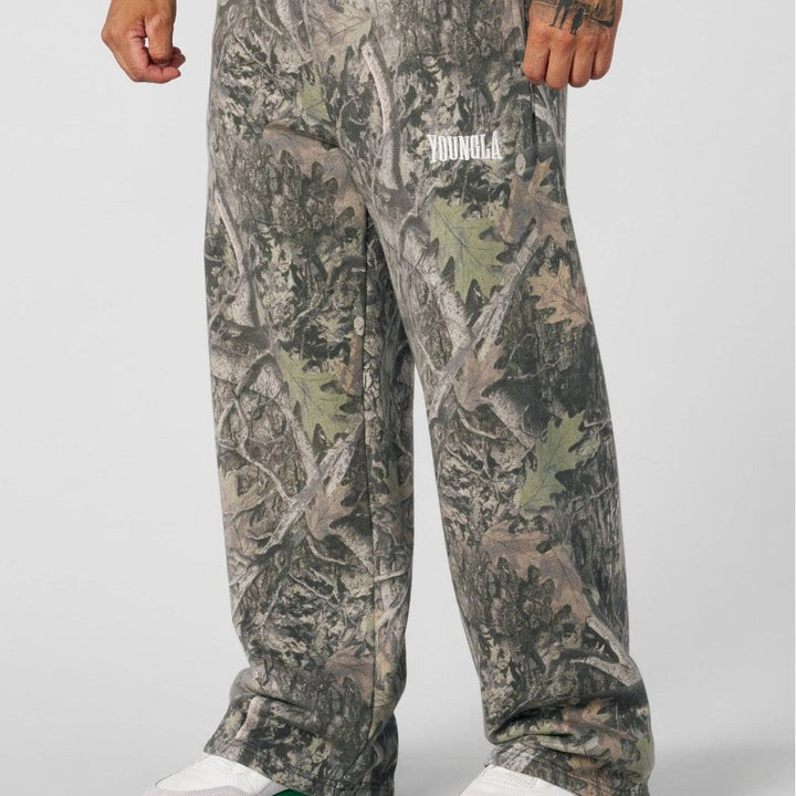 Herren weite Camouflage-Jogginghose mit elastischem Komfortbund und Oberschenkel-Logo – Sorevano