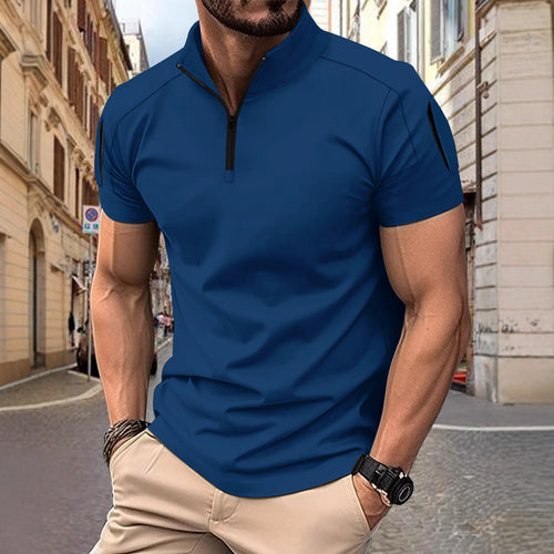 Herren Sportliches Kurzarm-Zip-Hemd Echoarchiv