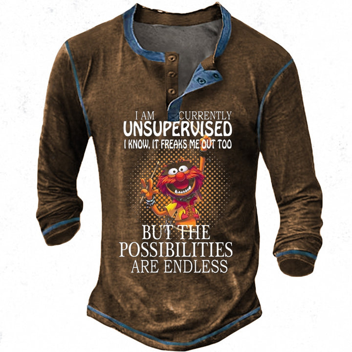 Herren lässiges Langarmshirt mit kreativen Druckmotiven Echoarchiv