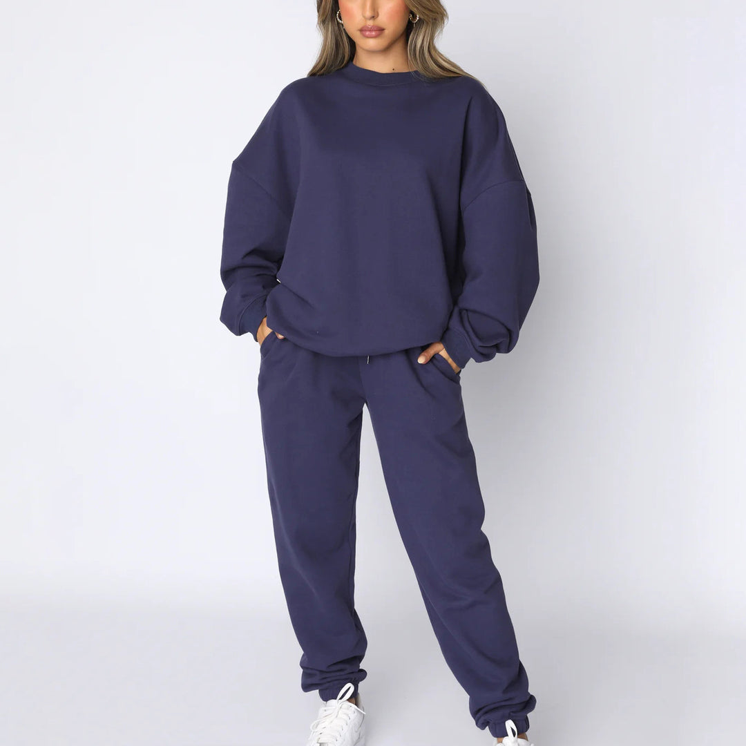 Damen nan weit geschnittenes Fleece-Freizeitset mit Sweatshirt und Jogginghose Echo Archiv