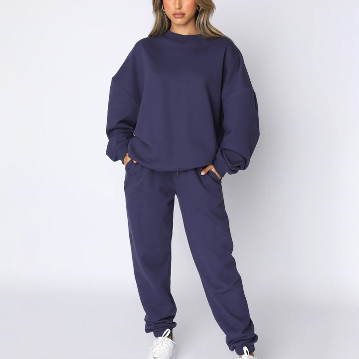 Damen nan weit geschnittenes Fleece-Freizeitset mit Sweatshirt und Jogginghose Echo Archiv