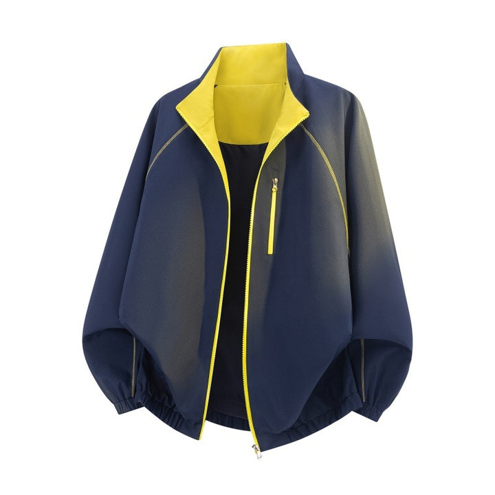 Unisex Oversize Bomberjacke mit Raglanärmeln, kontrastierendem Reißverschluss & Elastbund Echoarchiv