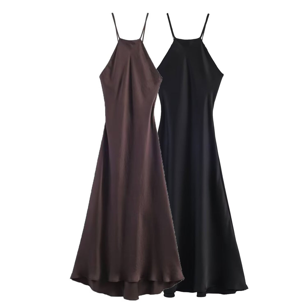 Damen Maxikleid mit elegantem Halterneck und schwingendem Saum Echo Archiv