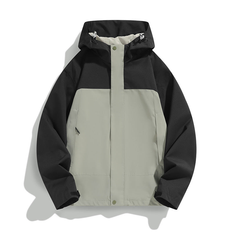 Herren Zweifarbige Softshell-Fieldjacke mit Kapuze, winddichtem Obermaterial und minimalistischen Eingriffstaschen Echo Archiv
